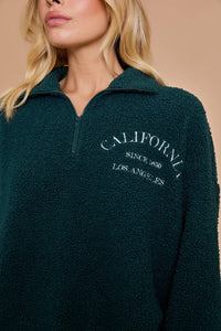 “California” Embroidered Fleece Quarter Zip Sweatshirt