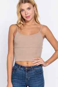With Bra Cup Crop Rib Knit Cami Top for Stylish Comfort
