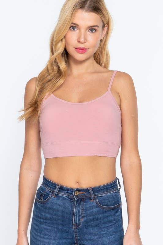 Round Neck Removable Bra Cup Twisted Back Cami Top Style