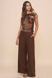 Chocolate High-Waisted Wide-Leg Trousers | Made in USA | SeaJay’s Boutique