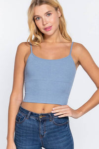 With Bra Cup Crop Rib Knit Cami Top for Stylish Comfort