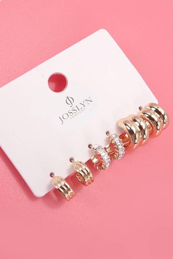 Baguette Stone Double Hoop Huggie Earrings | Hypoallergenic | SeaJay’s Boutique