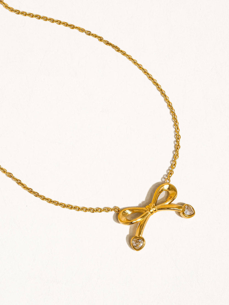 Austin 18K Non-Tarnish Petite Bow Necklace for Women