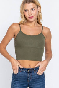 With Bra Cup Crop Rib Knit Cami Top for Stylish Comfort