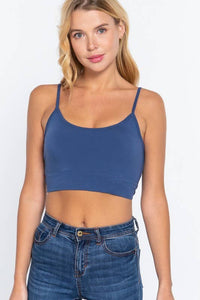 Round Neck Removable Bra Cup Twisted Back Cami Top Style