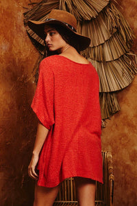 Hi-Low Hem Poncho Style Tunic Top - Black for Women