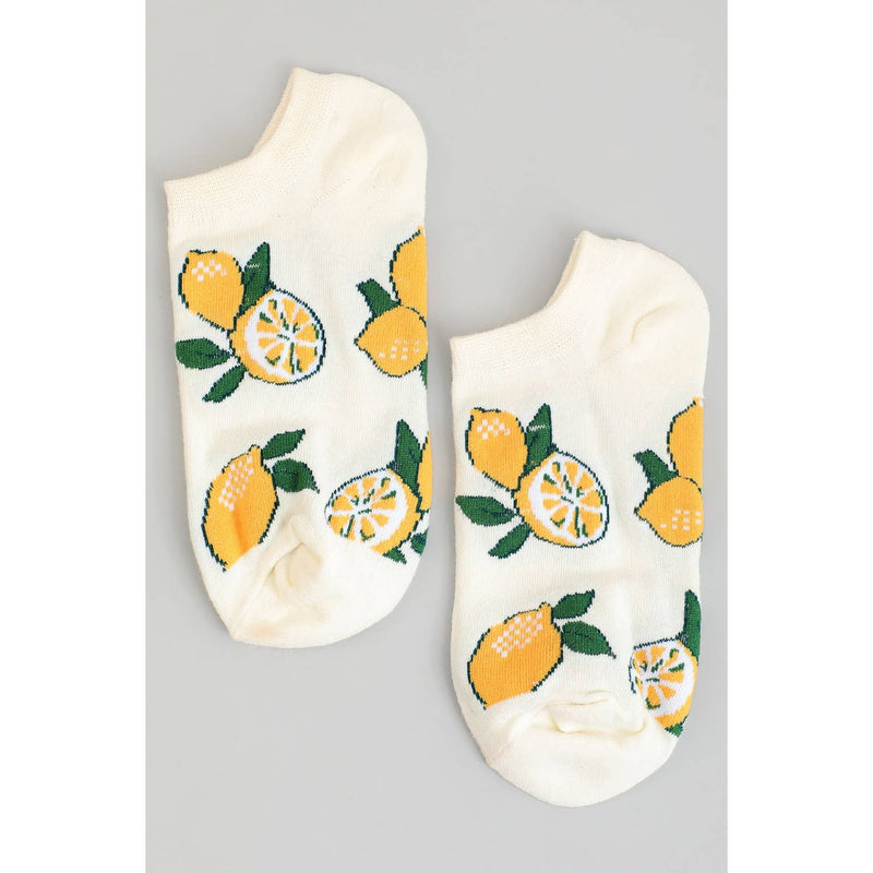 Lemon Print No Show Ankle Socks