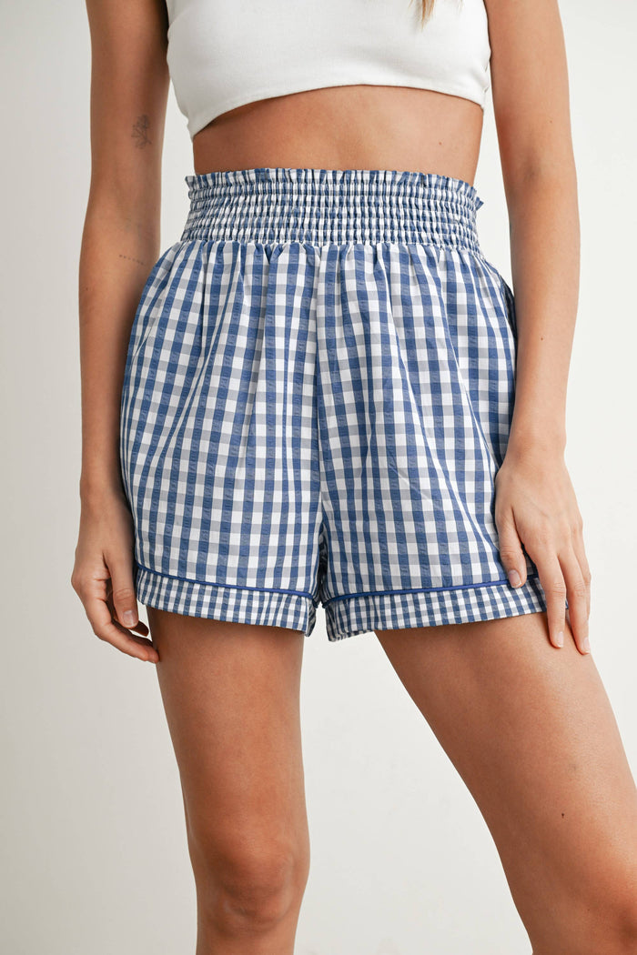 Garterized Gingham Shorts - Effortless Style