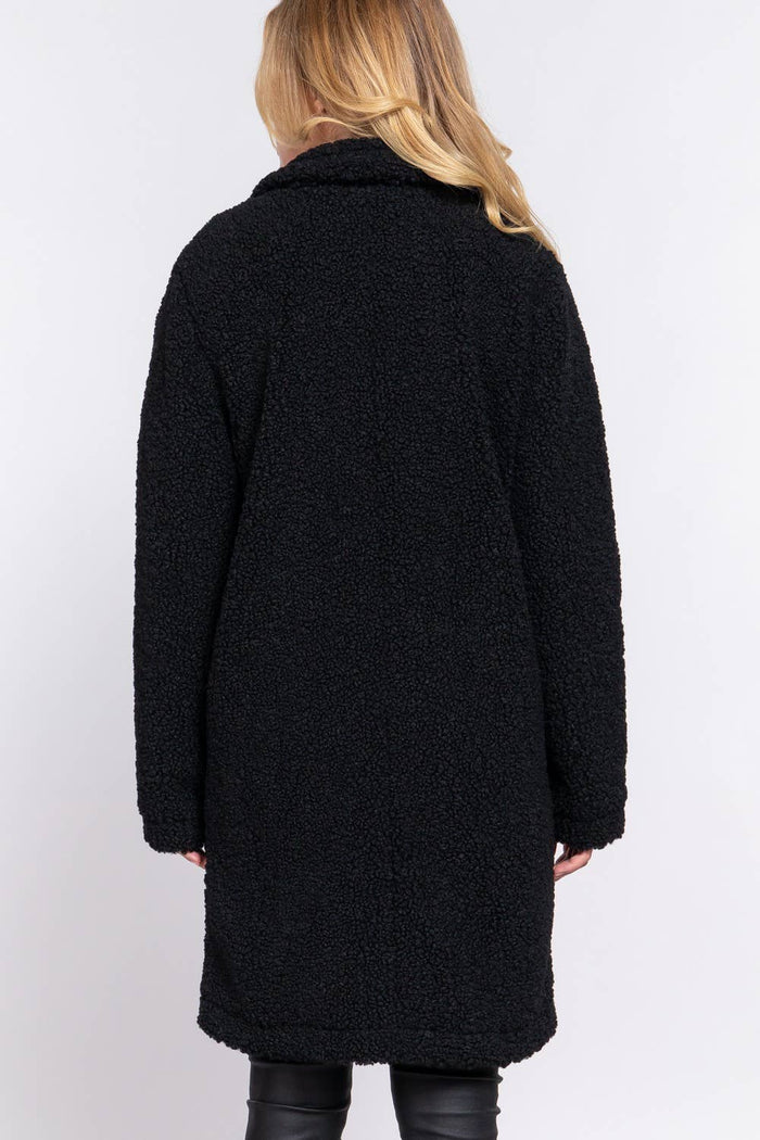 Long Sleeve Double Breasted Faux Fur Teddy Coat