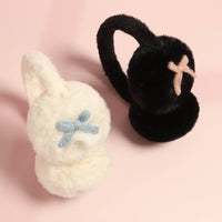 Bow Detailed Faux Fur Luxury Soft Earmuffs Black for Women