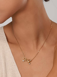 Austin 18K Non-Tarnish Petite Bow Necklace for Women