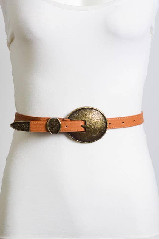 Bestseller - Oval Embossed Vintage Buckle Belt 42 Inch